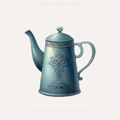 Vintage Watercolor Teapot – Hand-Painted Vector Design A hand-painted watercolor teapot with intricate details, offering a perfect vintage feel for any design project