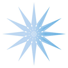 Abstract blue geometric star design with symmetrical sharp points