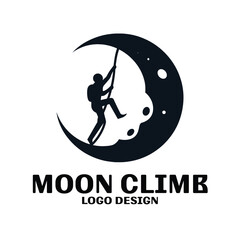 Moon Climb Vector Logo Design