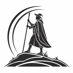 Merlin black silhouette icon vector