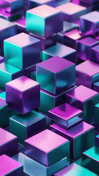 Fototapeta Modern Tech-Inspired Metallic Cubes Background wallpaper