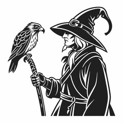 Merlin black silhouette icon vector