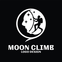 Moon Climb Vector Logo Design