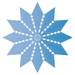 Geometric blue star pattern with gradient effect on white background