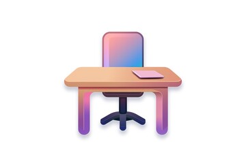 Fototapeta premium Stylized office desk and chair with gradient coloring perfect for remote work