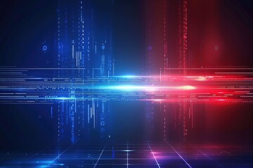 Futuristic abstract background with digital data streams and colorful light effects