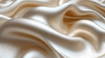 Obraz premium Luxurious flowing cream colored silk fabric with soft reflections
