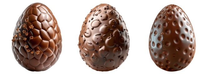 Delicious Chocolate Easter Eggs Isolated on Transparent Background – Festive Candy Treats for Easter Celebrations, Holiday Decorations, and Digital Design