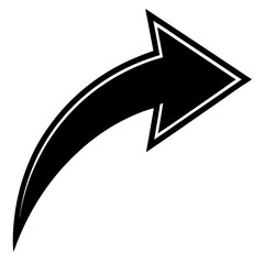 Black Curved Arrow Icon – Minimalist Directional Symbol for Navigation