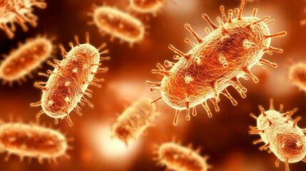 Microscopic view of numerous brown bacteria cells in a body