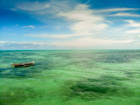 aerial view of jambiani beach, zanzibar, tanzani