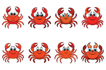 Naklejka premium set of Crab vector white background