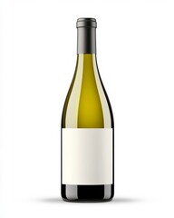 A white wine bottle mock-up shown on an isolated transparent background