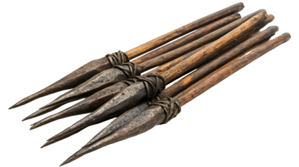 Ancient Wooden Spears Primitive Weaponry Tribal Hunting Tools