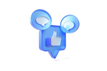 Obraz premium 3d like and comment notification icon isolated on white background