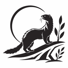 mink black silhouette icon vector