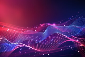 Abstract Digital Wave: Vibrant dots flowing in a dynamic colorful digital landscape