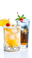Refreshing Summer Cocktails: Two Iced Drinks with Cherries and Mint