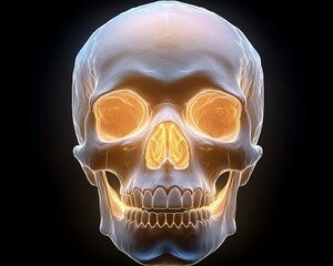 Glowing Human Skull Anatomy.