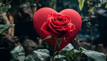 Red Rose Heart Valentines Day.