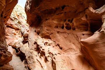 Eroded by water and wind cliffs in the canyon, Little Wild Horse Canyon, San Rafael Swell, Utah