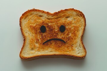 Singed toast, sorrowful bread, bleak Monday, hazardous food, burned loaf, comical dish, harmful carbs