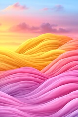 Pastel hills with sunset landscape.