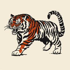 Vintage Tiger Illustration – Hand Drawn Wild Animal Artwork for Tattoos, Posters, or Graphic Design