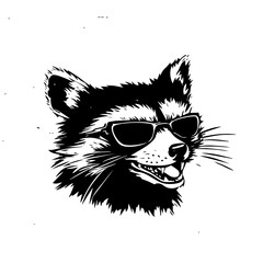 Cool Raccoon with Sunglasses – Trendy Hand-Drawn Animal Illustration for Logos, Stickers, and T-Shirts