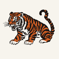 Vintage Tiger Illustration – Hand Drawn Wild Animal Artwork for Tattoos, Posters, or Graphic Design