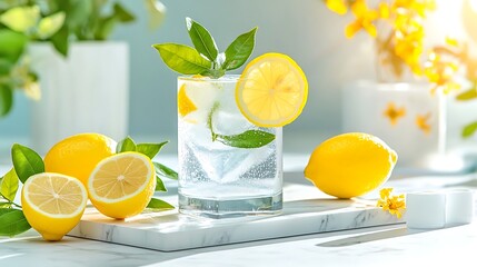 Iced Lemon Water with Spring Refreshment.