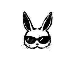 Cool Bunny with Sunglasses – Trendy Hand-Drawn Rabbit Illustration for Logos, Stickers, and T-Shirts