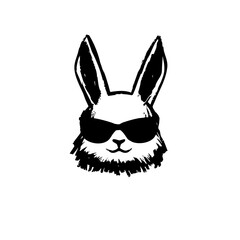 Cool Bunny with Sunglasses – Trendy Hand-Drawn Rabbit Illustration for Logos, Stickers, and T-Shirts