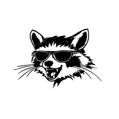 Cool Raccoon with Sunglasses – Trendy Hand-Drawn Animal Illustration for Logos, Stickers, and T-Shirts