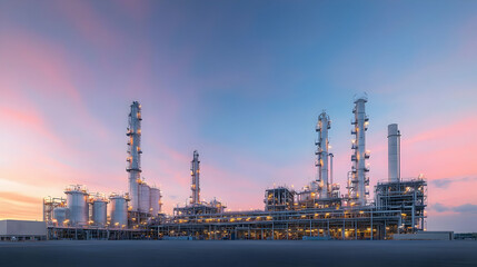 Obraz premium Industrial Plant At Sunset