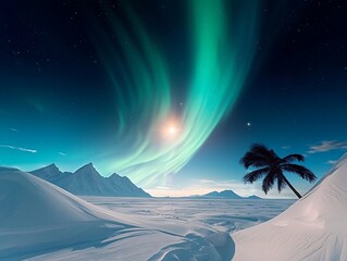Arctic Aurora Palm Sunrise