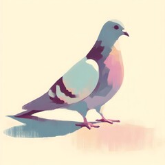 Fototapeta premium 미니멀리즘 파스텔 색상의 비둘기 일러스트, jpeg (Minimalist pastel color Pigeon illustration, jpeg)