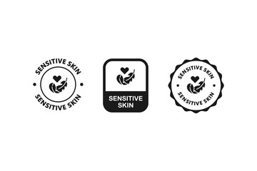 Sensitive skin, label or sticker. Organic cosmetic icon. Organic skin care components or labels.