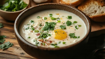 Delicious Egg Soup with Green Onions and Fresh Cilantro