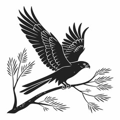 nightjar black silhouette icon vector
