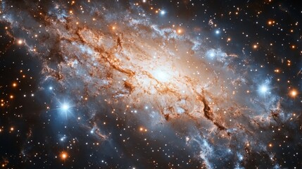 halo of stars surrounding a galaxy, illustrating the radiant nebular clouds and pulsating star formations