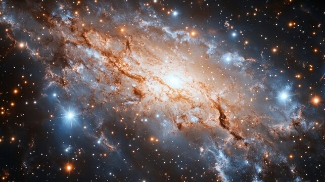 halo of stars surrounding a galaxy, illustrating the radiant nebular clouds and pulsating star formations