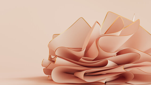 Аbstract volumetric ribbons shape as a backdrop. 3d rednered illustration
