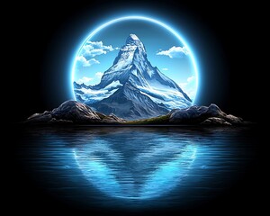 Mountain Reflection Night Glow