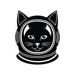 Cosmic Kitty: A captivating black cat wearing an astronaut helmet, gazing out towards an expansive space, embodying dreams and exploration. 