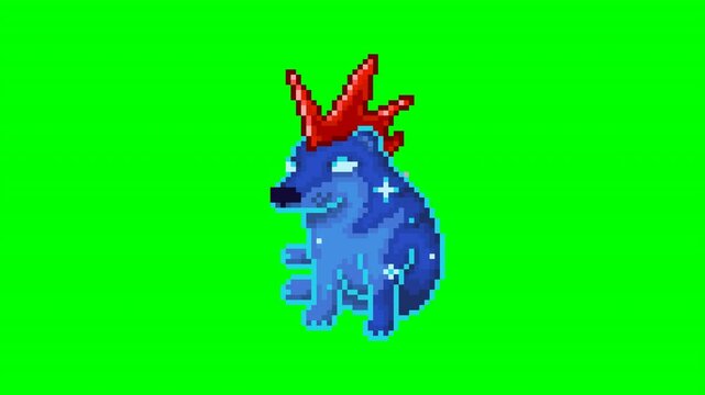 Cosmic dog, pixel art meme animation 