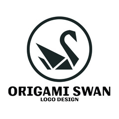 Origami Swan Vector Logo Design