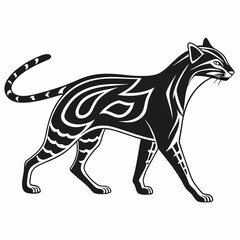 Ocelot black silhouette icon vector