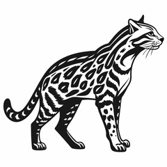 Ocelot black silhouette icon vector