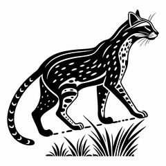 Ocelot black silhouette icon vector